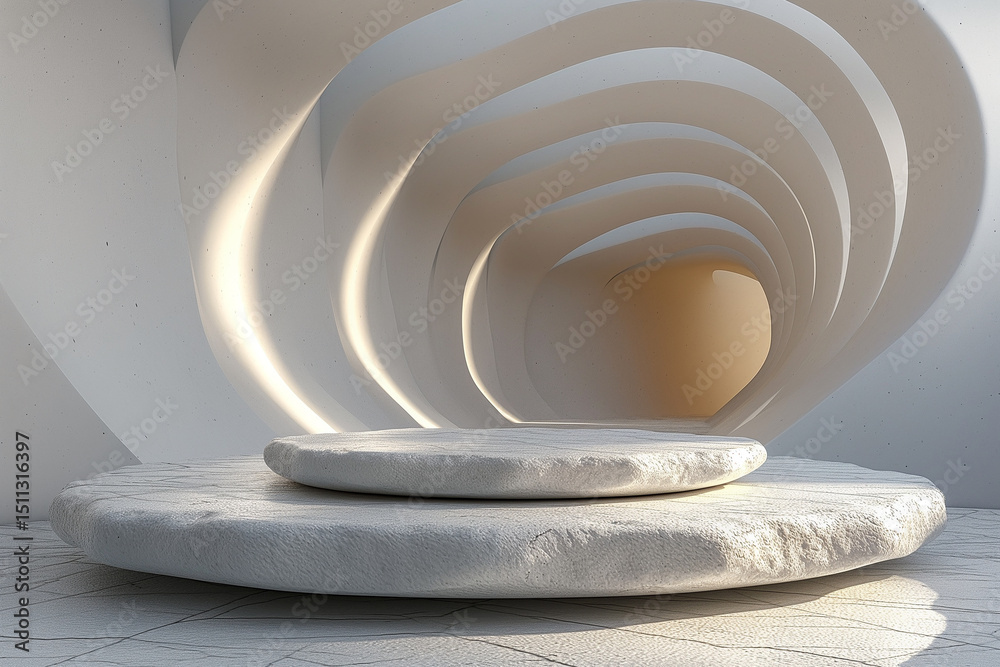 Obraz premium A white stone sculpture with a curved surface
