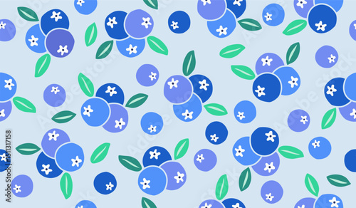 Cute blueberry fruits pattern background vector design