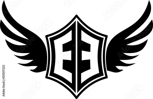 EE logo emblem with winged and shield template