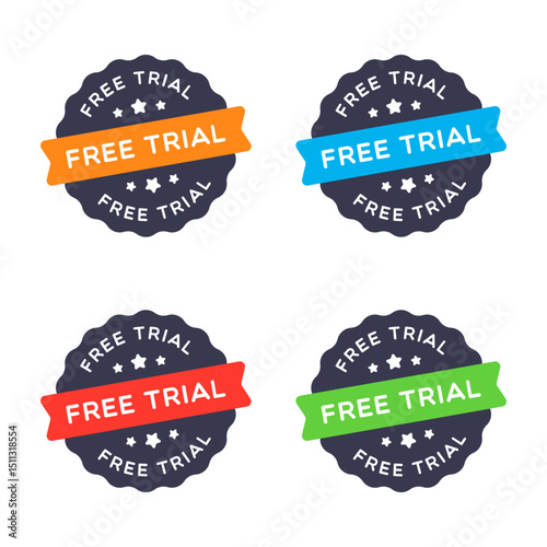 Vector Free Trial Star Badge Labels