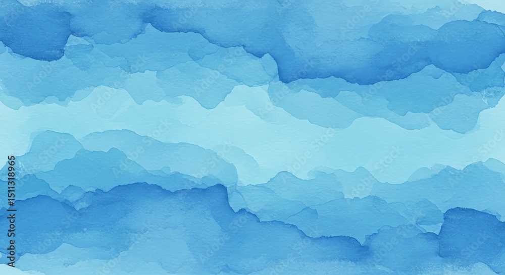 Obraz premium Serene Blue Watercolor Landscape: A Tranquil Abstract Painting