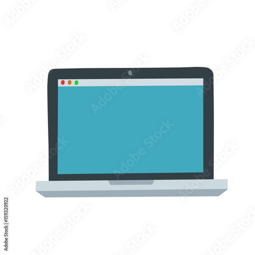 Vector illustration of a laptop in flat style. Simple modern design representing digital technology, computing, online work, and internet connectivity.