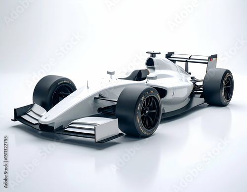 Sleek White Racing Car Hypercar Design, Side View, Minimalist Background
