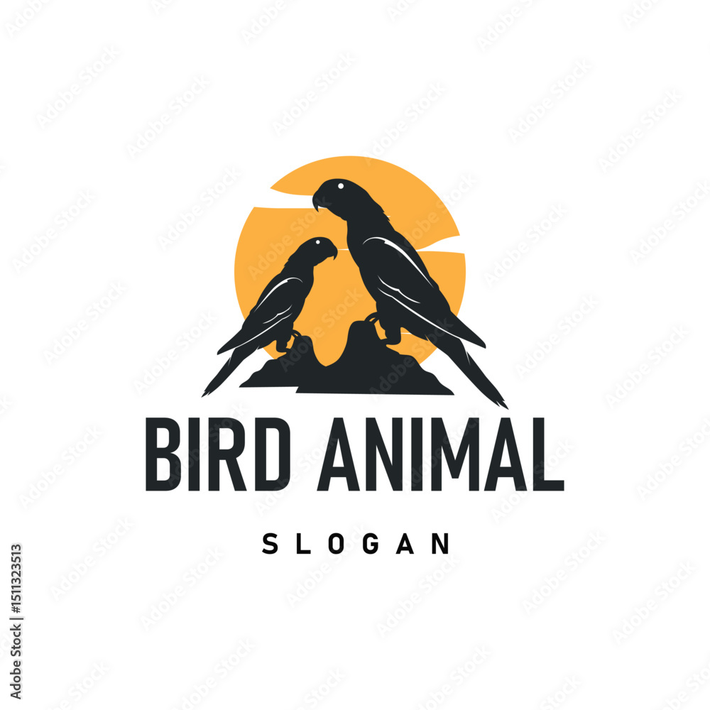 Fototapeta premium design logo bird animal flying freedom freely in the wild with a black silhouette concept illustration symbol template