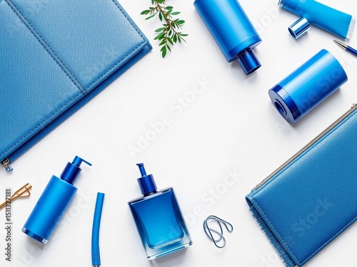 Modern Blue Wallet Collection - Minimalist Flatlay