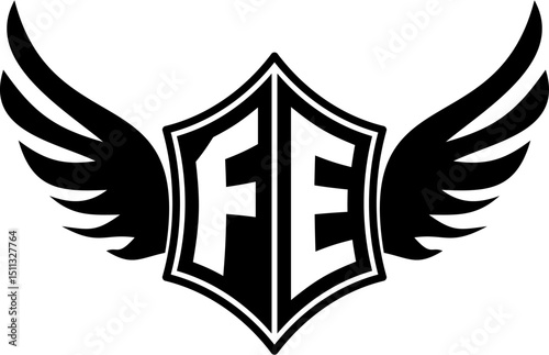FE logo emblem with winged and shield template