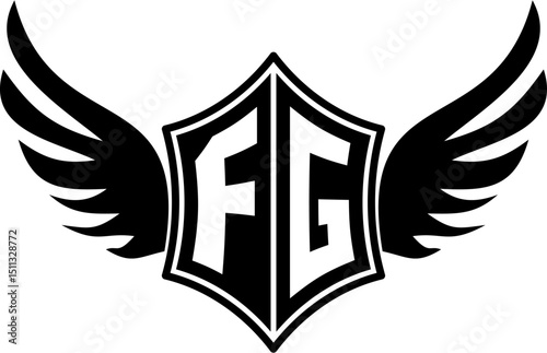 FG logo emblem with winged and shield template