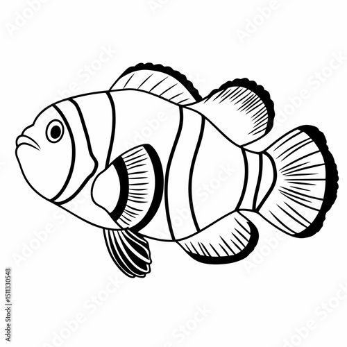 An exquisite illustration of a lively clownfish showcasing its vibrant beauty. A simple yet powerful display of the unique aquatic world. Generative AI