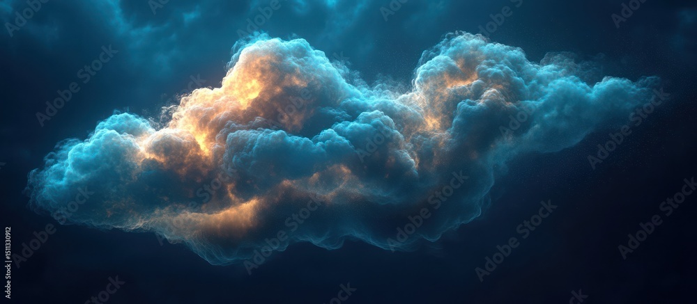 Fototapeta premium Illuminated Cloud in the Night Sky