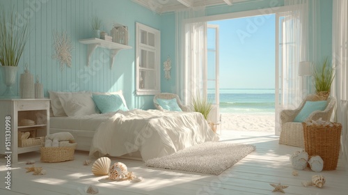 Coastal bedroom interior design