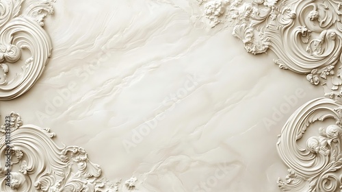 Ornate, light beige, marbled,  decorative panel