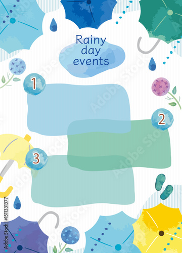 雨の日　イベント　チラシテンプレート