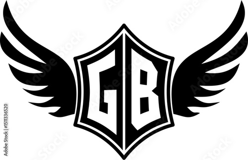GB logo emblem with winged and shield template