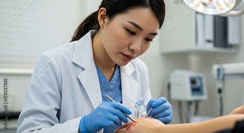 Wallpaper Mural Skilled Dermatologist Performing a Precise Minor Surgical Procedure on a Patient's Skin Torontodigital.ca