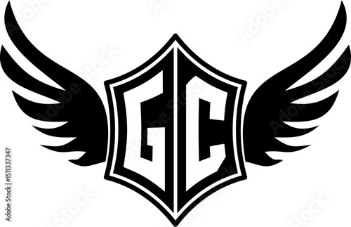 GC logo emblem with winged and shield template