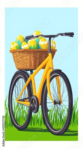 Yellow bike with Easter eggs