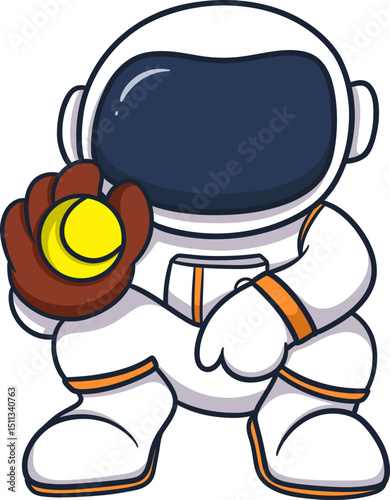 astronaut playing baseball cartoon