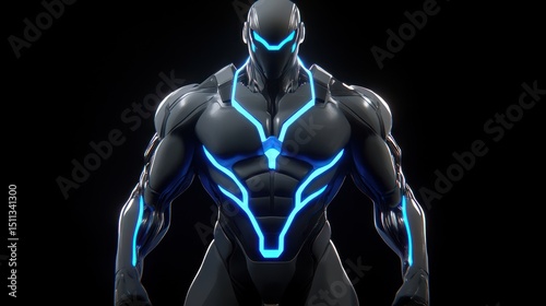 Futuristic warrior, imposing figure, digital art, strong physique, futuristic armor photo