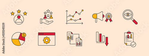 Marketing icons set. Simple outline icons concept.
