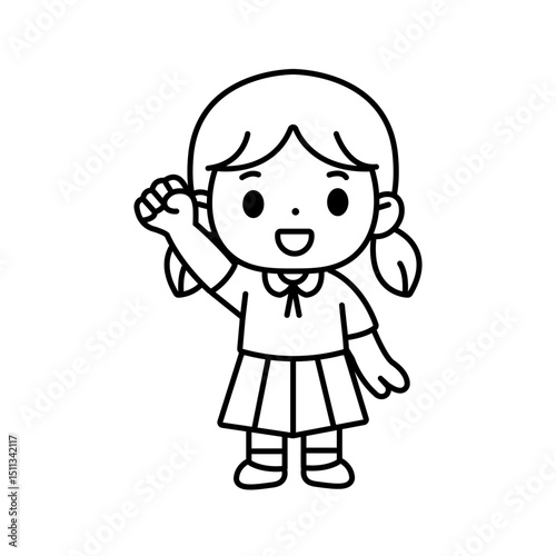 thai student uniform illustration outline