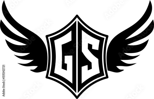 GS logo emblem with winged and shield template