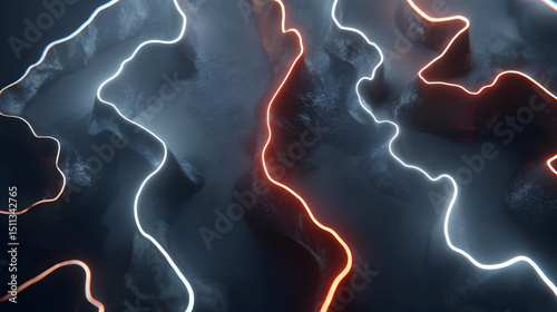 Abstract Fluorescent Light Trails in Motion