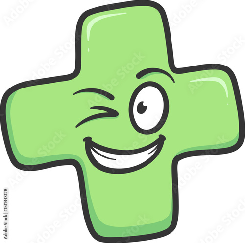 Cute Cartoon Plus Sign Character