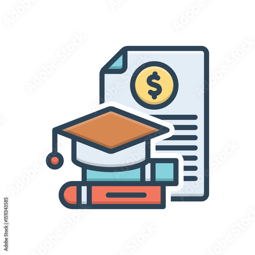 Color illustration icon for education loan
