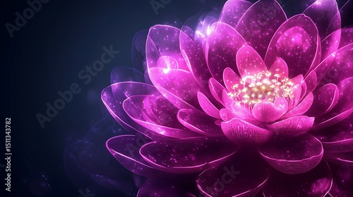 Glowing lotus flower in vibrant pink