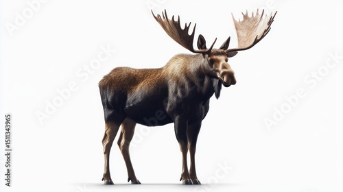 Wallpaper Mural Moose standing, profile view, isolated on white background. Potential use for educational or wildlife publications Torontodigital.ca
