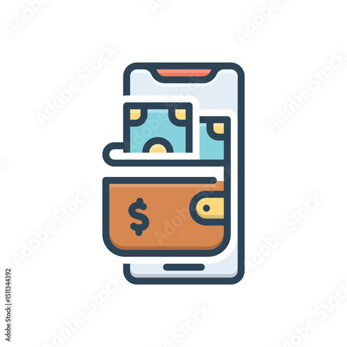 Color illustration icon for online wallet