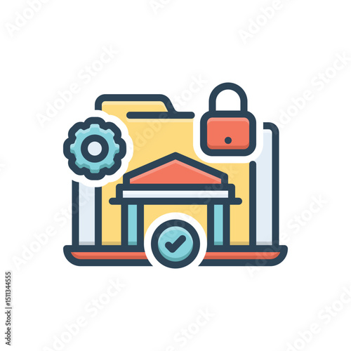 Color illustration icon for service secure