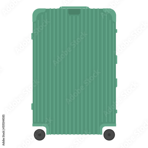 Modern Green Travel Suitcase Illustration