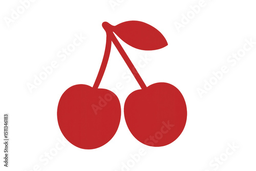 Simple red cherries icon on a transparent background, ideal for projects related to health, food, and nutrition