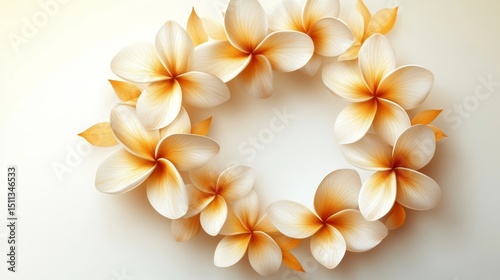 Elegant Floral Wreath with Cream and Orange Plumeria Blooms