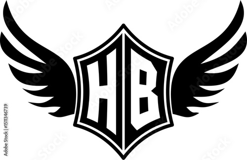 HB logo emblem with winged and shield template