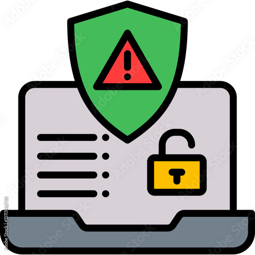 Security Warning lineal color icon