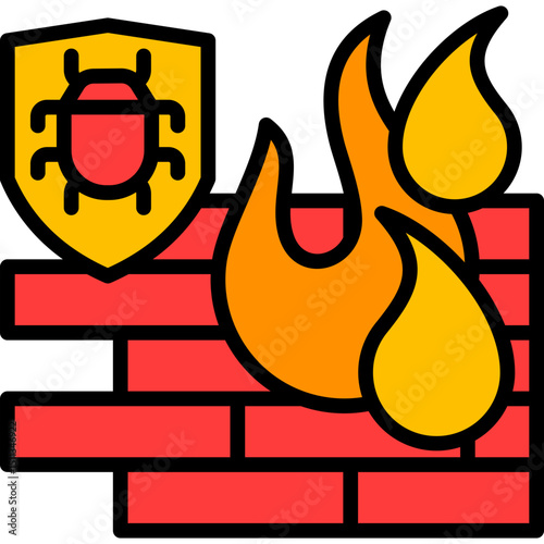 Firewall Security lineal color icon