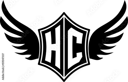 HC logo emblem with winged and shield template