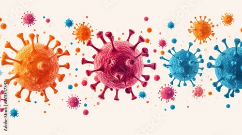 Colorful Virus Illustrations with Detailed Structure and Variations