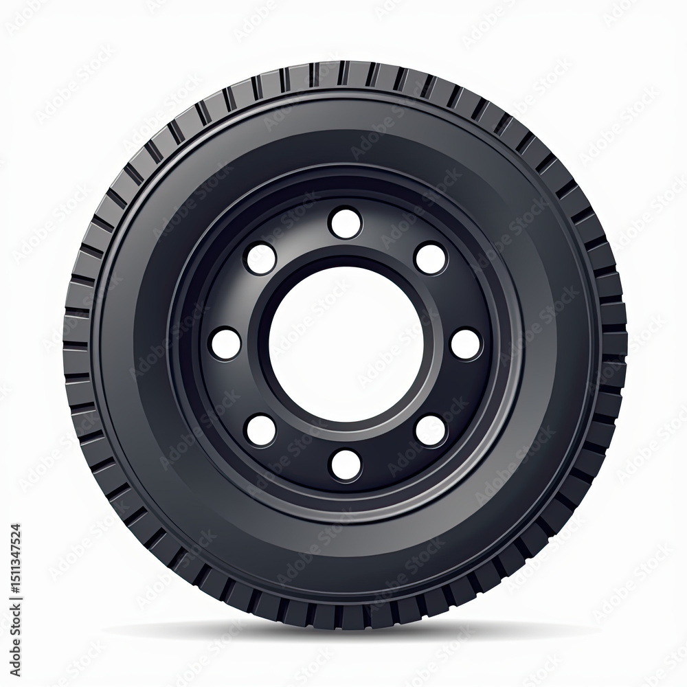 Obraz premium Big Truck Tire, Black Wheel, Heavy Duty - Realistic 3D renders