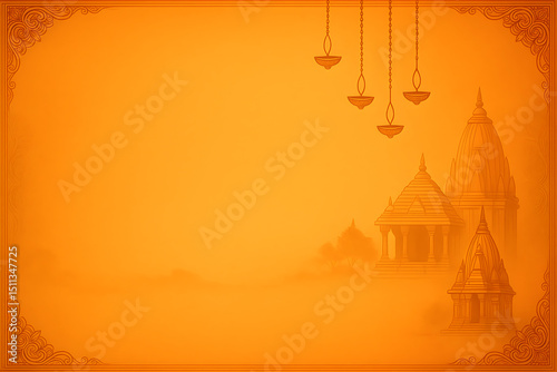Orange Temple Silhouette at Sunset: A Spiritual Background