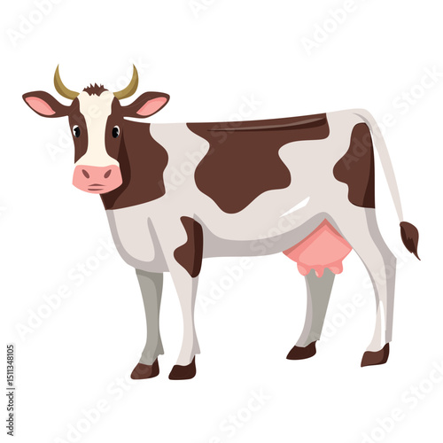 Dairy Cow Standing Illustration