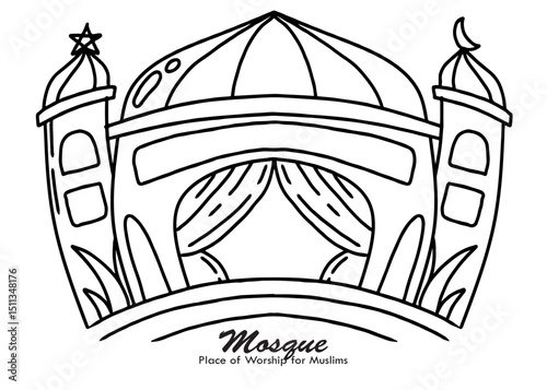 vector illustration of an Mosque Child Book Page