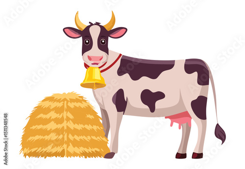 Black and White Cow Bell Illustration