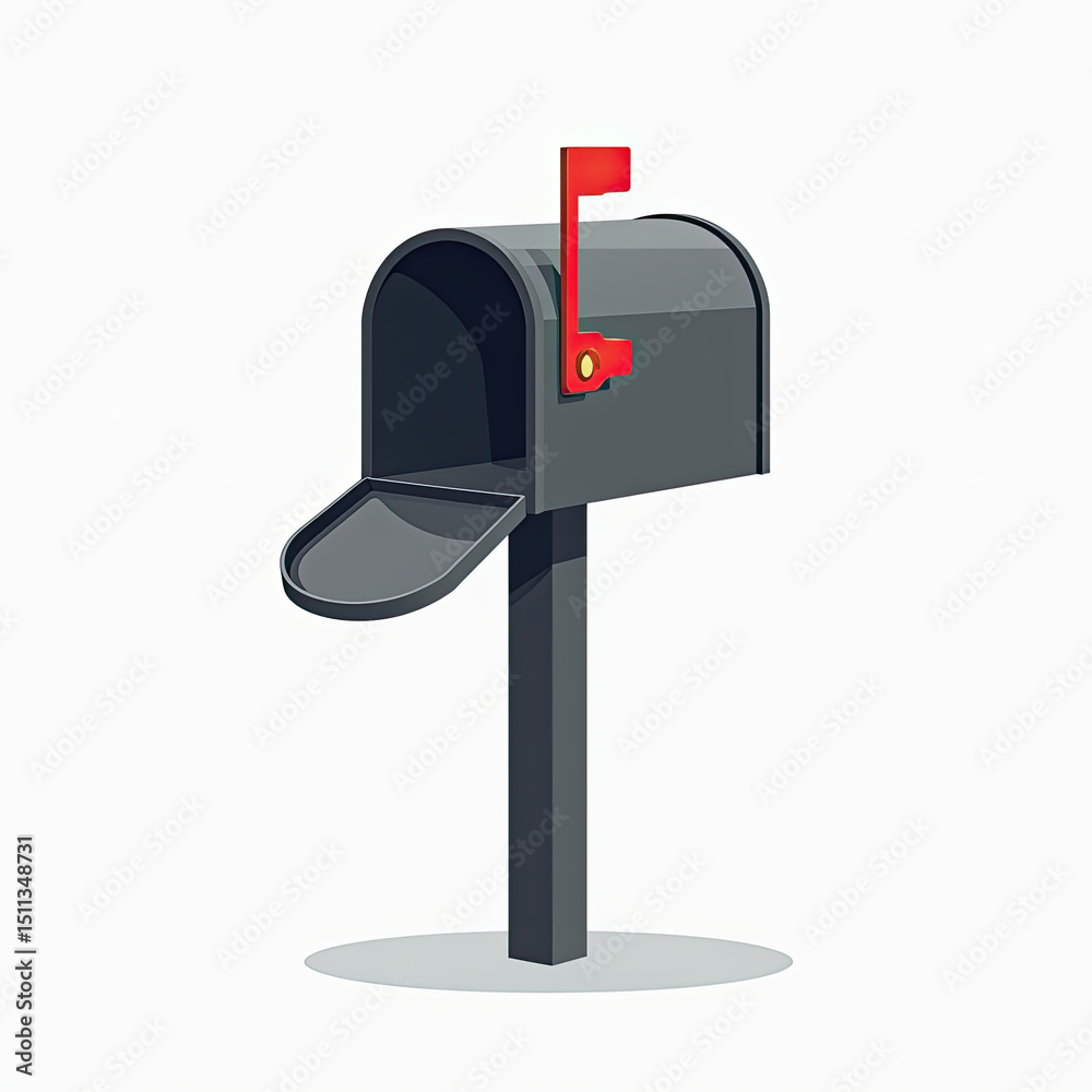 Open Mailbox, Postbox, Letterbox Illustration - Minimalist design Open Mailbox, Postbox, Letterbox Illustration - Minimalist design