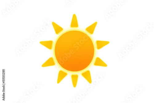 Stylized cartoon sun radiating light and warmth on a transparent background, ideal for summer and weather-related projects