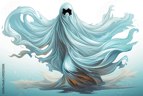 Halloween style ghost soul costume theme 3D illustration