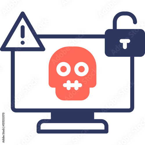 Cyber Attack mixed color icon