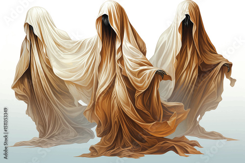Halloween style ghost soul costume theme 3D illustration
